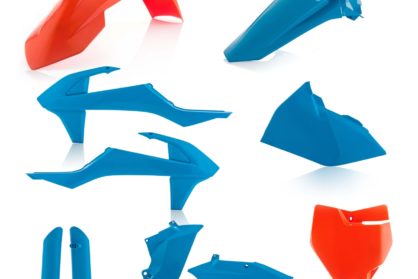 Plastikteile für deine KTM SX und SXF in den TLD-Farben als Limited Edition bzw. blau/orange. Bestehend aus Frontkotflügel, Heckkotflügel, Tankspoiler, Seitenteilen, Gabelschoner und Front-Tafel