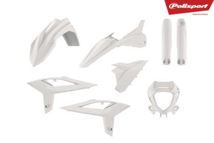 Plastikteile für deine Beta RR in weiss, bestehend aus Frontkotflügel, Heckkotflügel, Tankspoiler, Gabelschoner, Lampenmaske und Seitenteilen