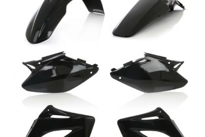 Plastikteile für deine Honda CR 125/250 in schwarz bestehend aus Kotflügel vorn Kotflügel hinten Kühlerspoiler Seitenteile