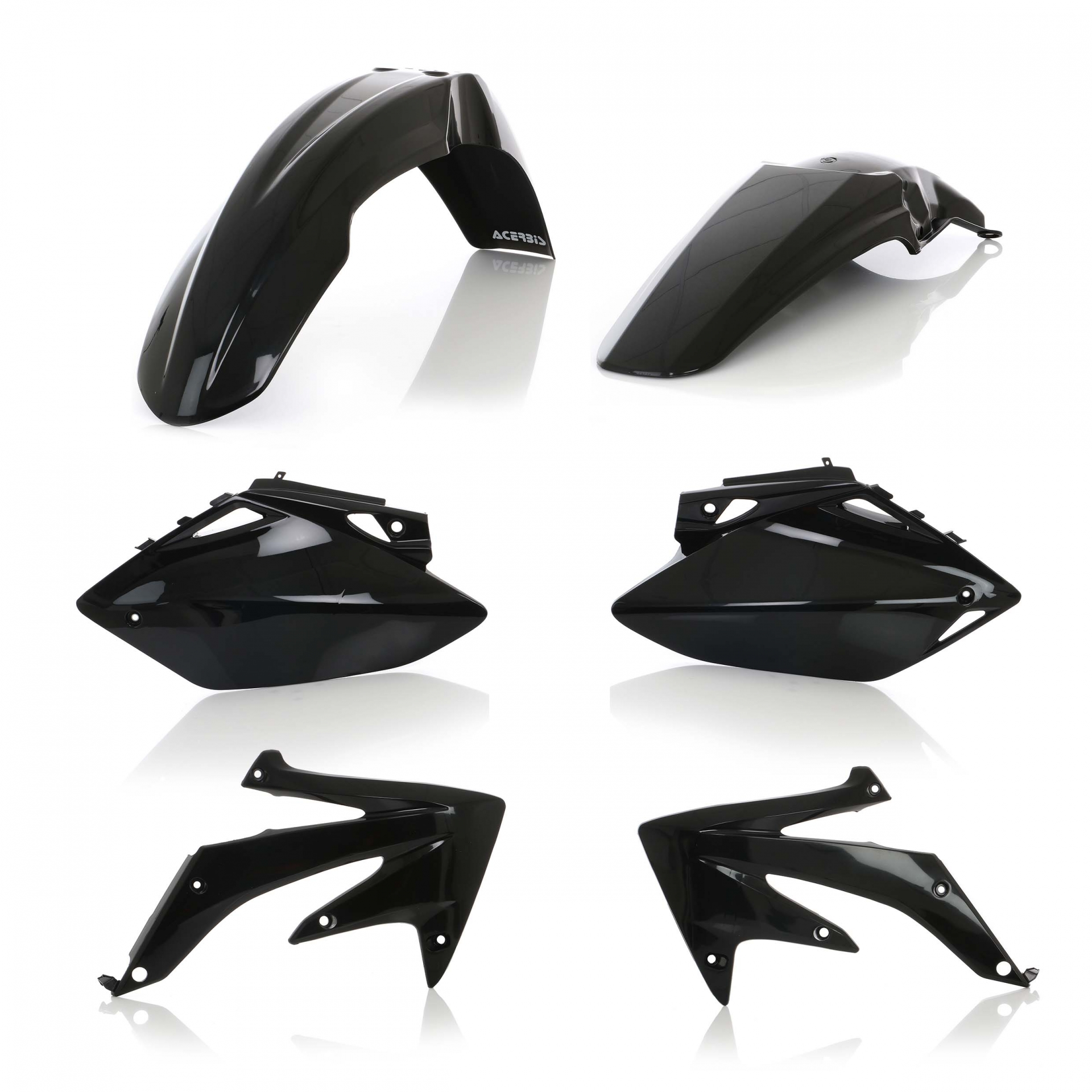 Plastikteile für deine Honda CRF / CR 450 in schwarz bestehend aus Kotflügel vorn Kotflügel hinten Kühlerspoiler Seitenteile