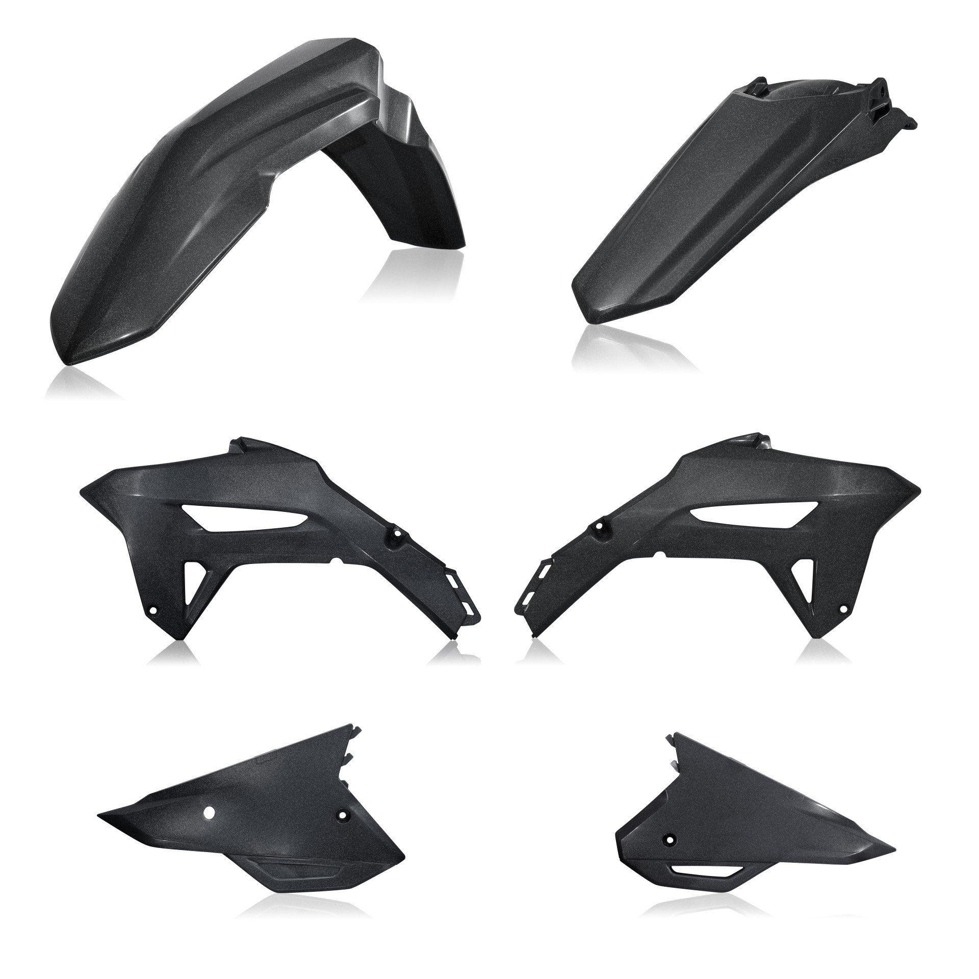 Plastikteile für deine Honda CRF / CR 250/450 in schwarz3 bestehend aus Kotflügel vorn Kotflügel hinten Kühlerspoiler Seitenteile