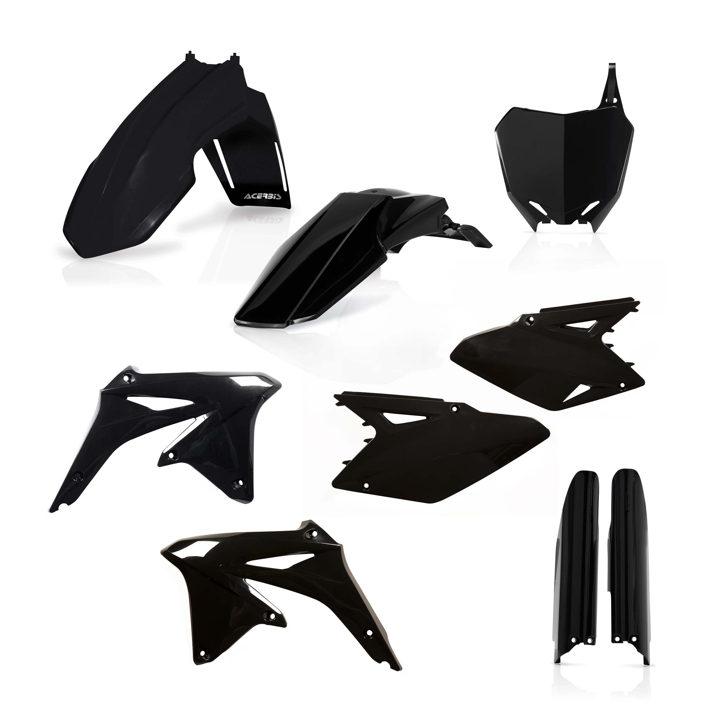 Plastikteile für deine Suzuki RM / RM-Z 450 in schwarz bestehend aus Kotflügel vorn Kotflügel hinten Kühlerspoiler Seitenteile Gabelschützer Startnummerntafel