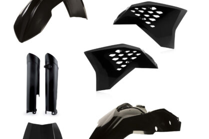 Plastikteile für deine KTM EXC / EXC-F 125-520 in schwarz bestehend aus Kotflügel vorn Kotflügel hinten Kühlerspoiler Seitenteile Gabelschützer Lampenmaske