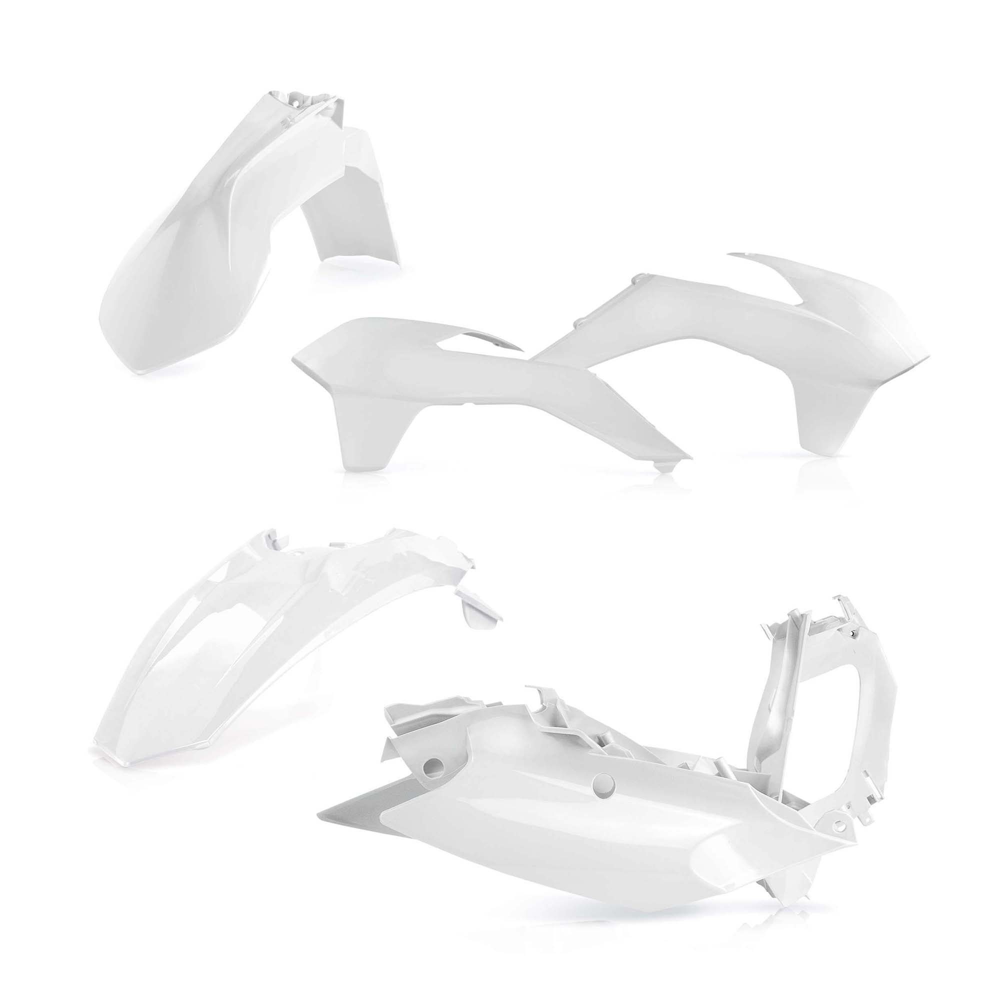 Plastikteile für deine KTM EXC / EXC-F 125-500 in weiß bestehend aus Kotflügel vorn Kotflügel hinten Kühlerspoiler