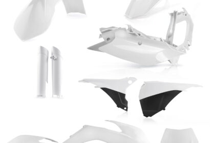 Plastikteile für deine KTM EXC / EXC-F 125-520 in weiß bestehend aus Kotflügel vorn Kotflügel hinten Kühlerspoiler Gabelschützer Air Box Cover Lampenmaske
