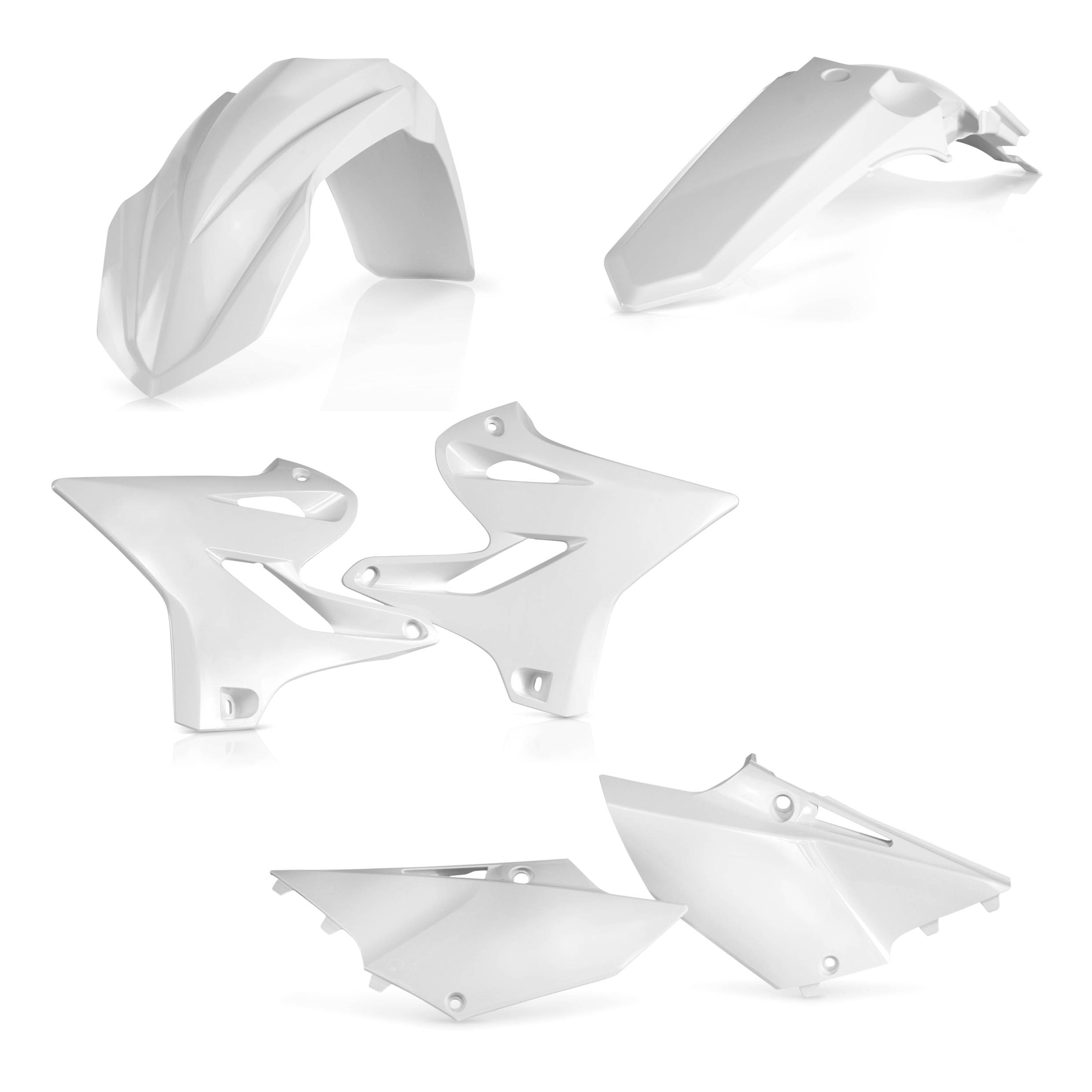 Plastikteile für deine Yamaha YZ / WR 125/250 in weiß bestehend aus Kotflügel vorn Kotflügel hinten Kühlerspoiler Seitenteile