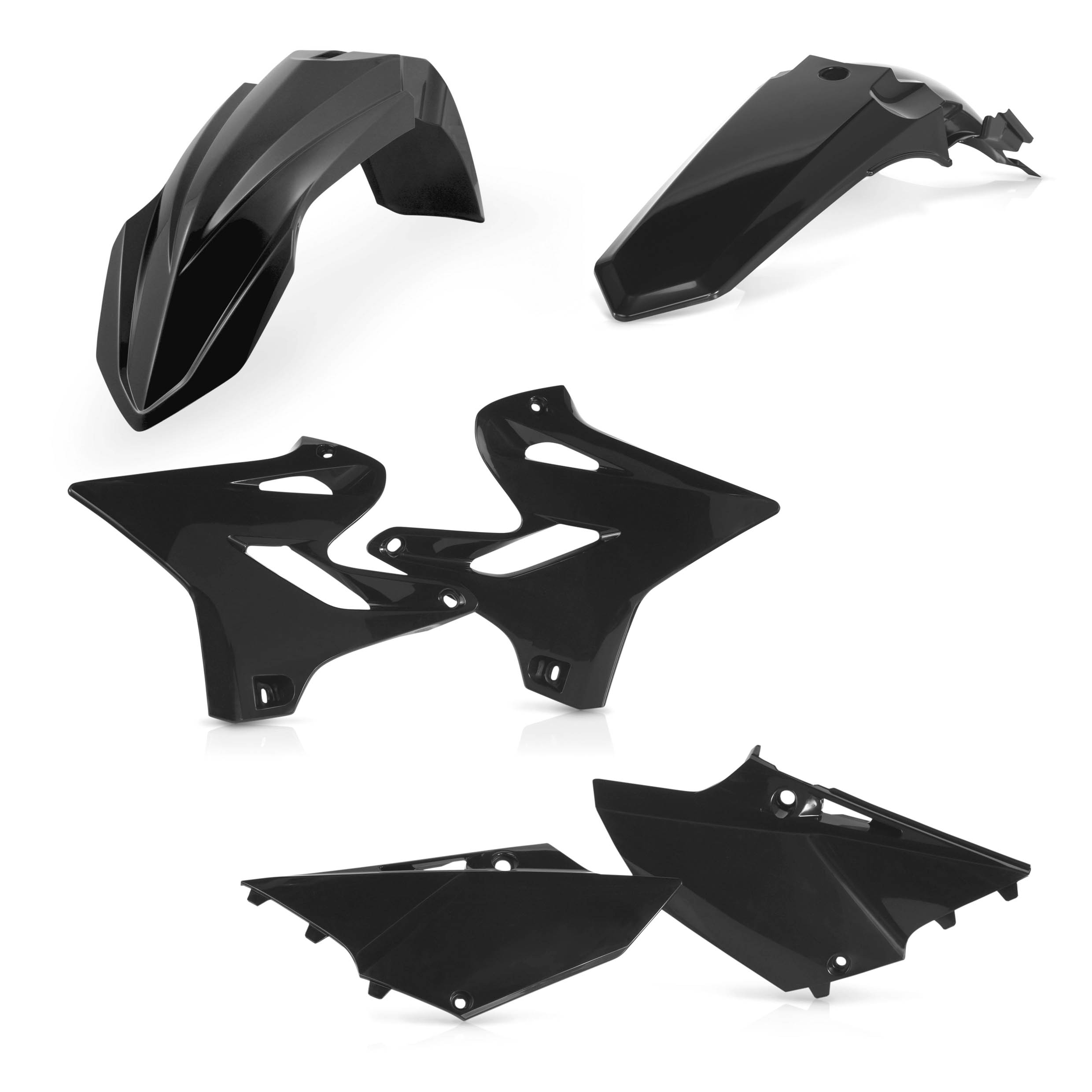 Plastikteile für deine Yamaha YZ / WR 125/250 in schwarz bestehend aus Kotflügel vorn Kotflügel hinten Kühlerspoiler Seitenteile