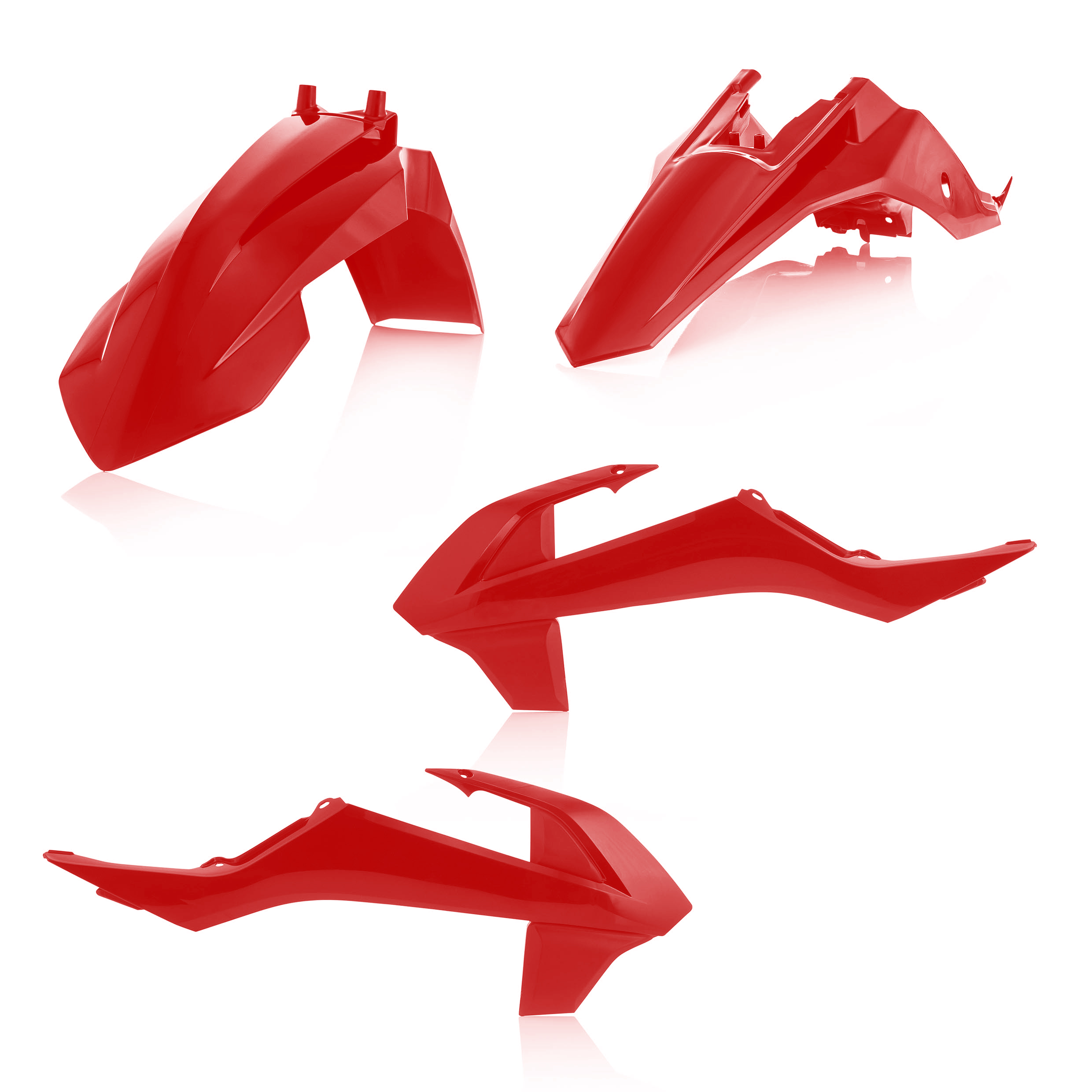 Plastikteile für deine KTM SX 65 in rot bestehend aus Kotflügel vorn Kotflügel hinten Kühlerspoiler Seitenteile