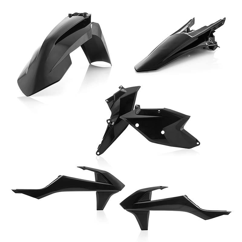 Plastikteile für deine KTM EXC / EXC-F 125-500 in schwarz bestehend aus Kotflügel vorn Kotflügel hinten Kühlerspoiler