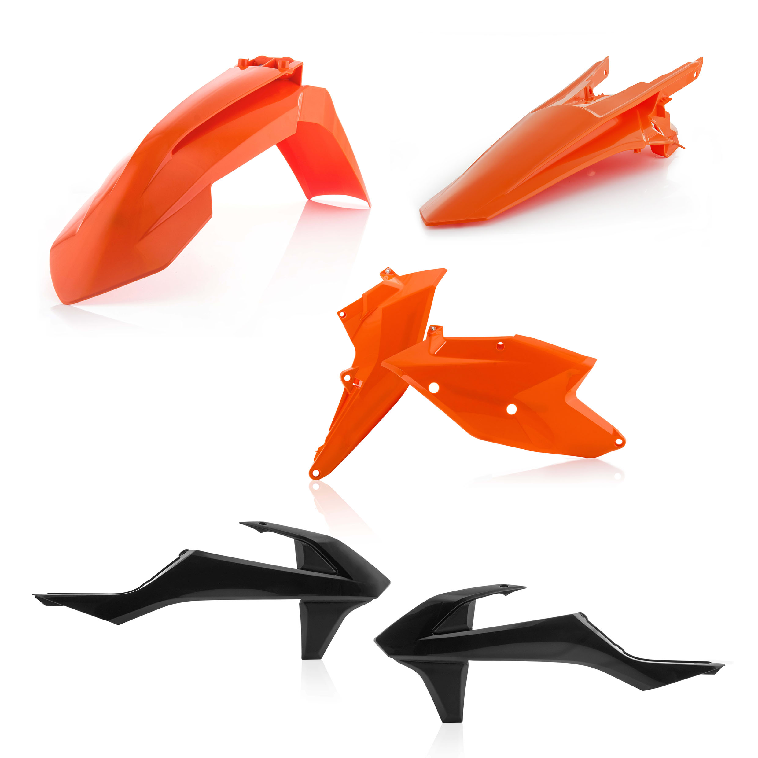 Plastikteile für deine KTM EXC / EXC-F 125-500 in original Farbe bestehend aus Kotflügel vorn Kotflügel hinten Kühlerspoiler