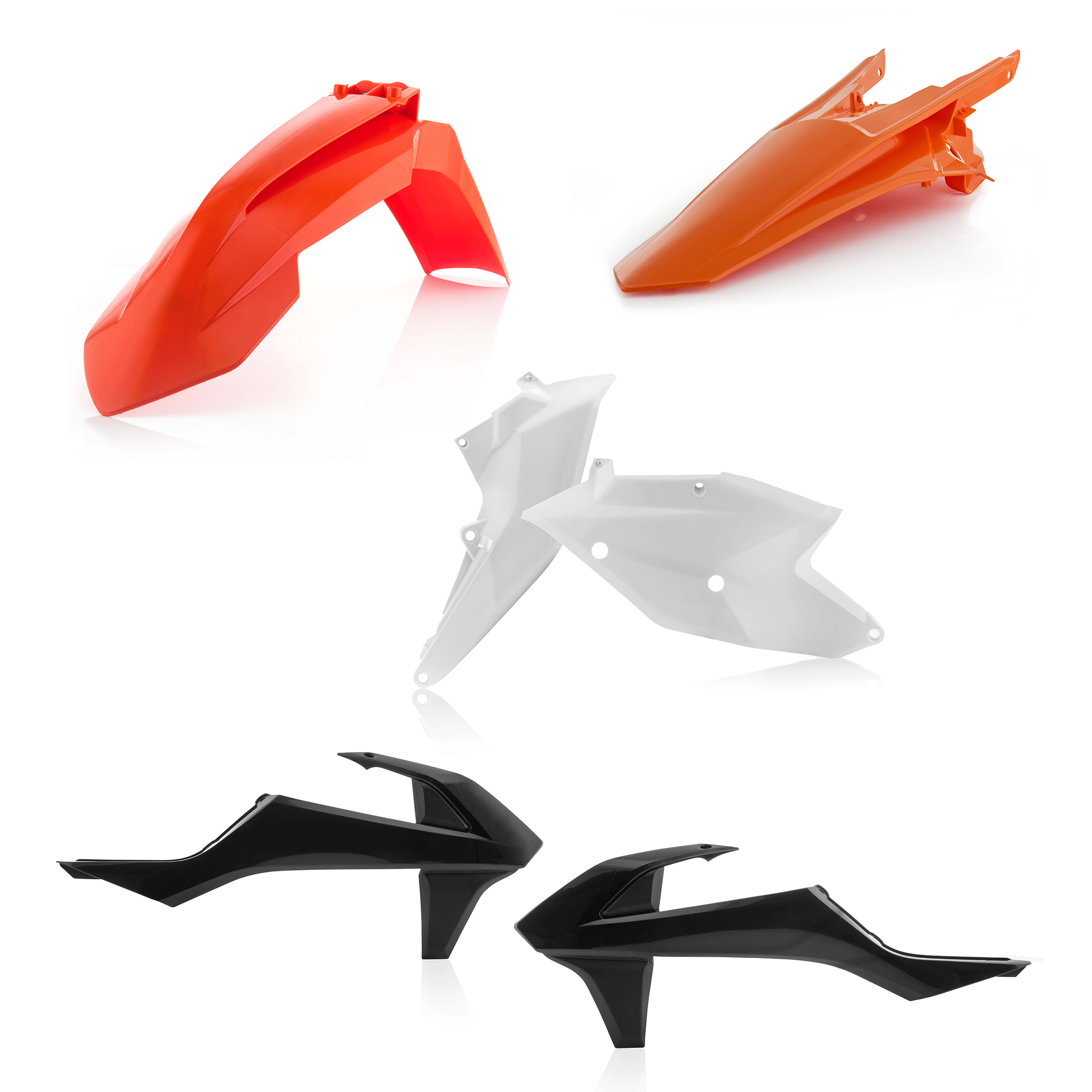 Plastikteile für deine KTM EXC / EXC-F 125-500 in original Farbe bestehend aus Kotflügel vorn Kotflügel hinten Kühlerspoiler