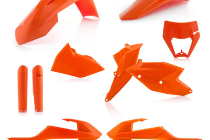 Plastikteile für deine KTM EXC / EXC-F 125-520 in orange16 bestehend aus Kotflügel vorn Kotflügel hinten Kühlerspoiler Seitenteile Gabelschützer Air Box Cover Lampenmaske