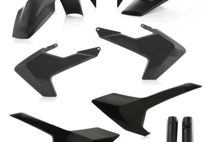Plastikteile für deine Husqvarna FE / TE 125-501 in schwarz bestehend aus Kotflügel vorn Kotflügel hinten Kühlerspoiler Seitenteile Gabelschützer Lampenmaske