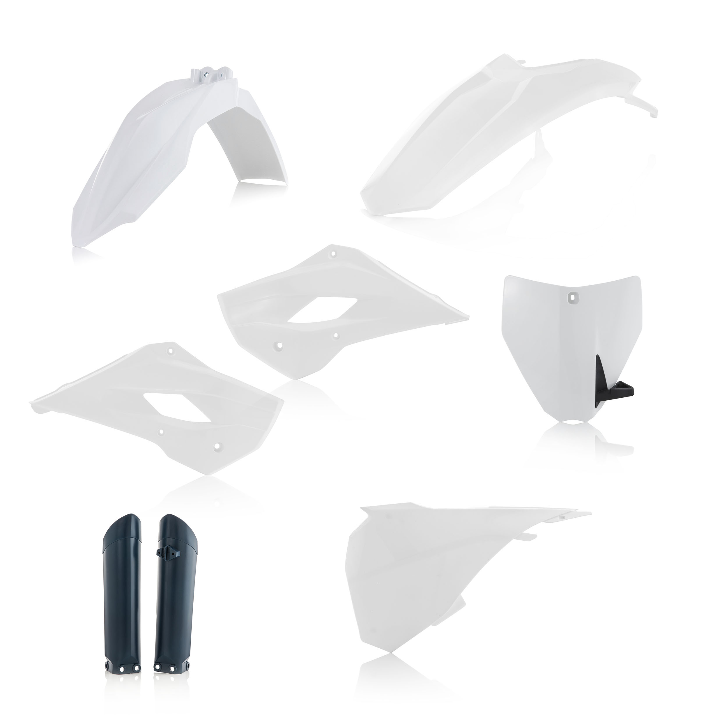 Plastikteile für deine Husqvarna TC 85 in original Farbe bestehend aus Kotflügel vorn Kotflügel hinten Kühlerspoiler Gabelschützer Startnummerntafel Air Box Cover