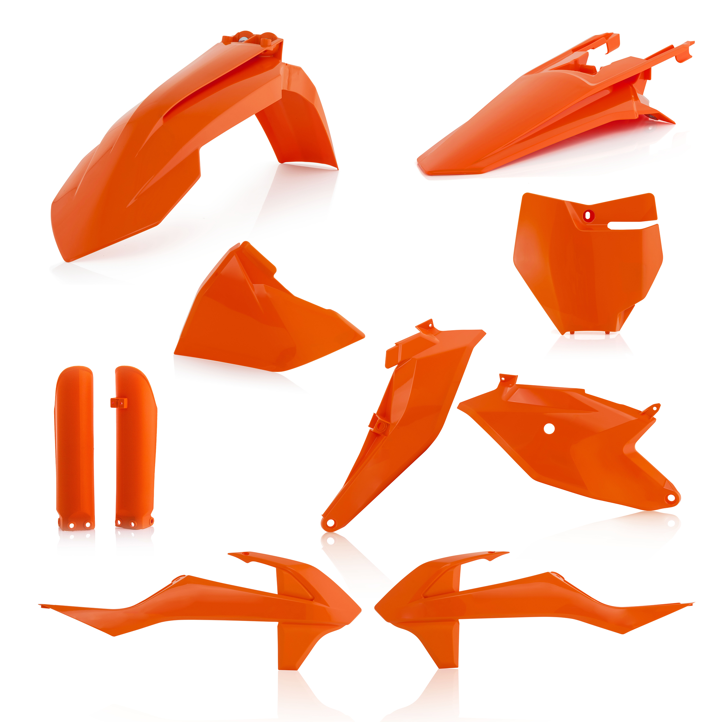 Plastikteile für deine KTM SX 85 in orange16 bestehend aus Kotflügel vorn Kotflügel hinten Kühlerspoiler Seitenteile Gabelschützer Startnummerntafel Air Box Cover