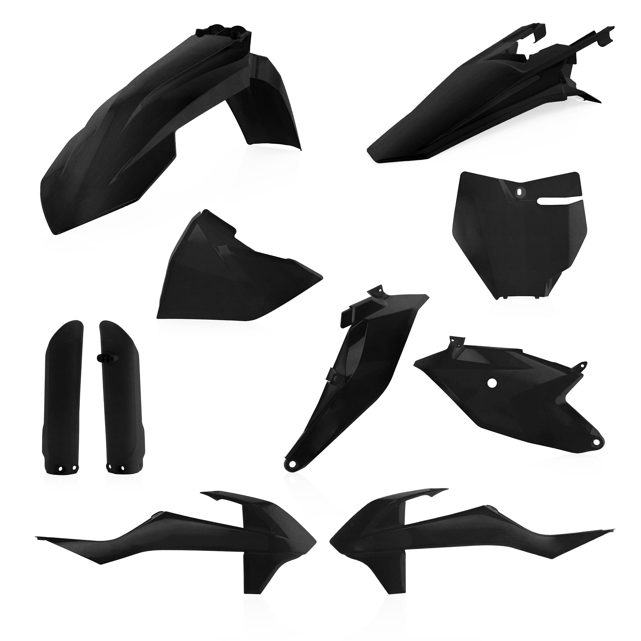 Plastikteile für deine KTM SX 85 in schwarz3 bestehend aus Kotflügel vorn Kotflügel hinten Kühlerspoiler Seitenteile Gabelschützer Startnummerntafel Air Box Cover