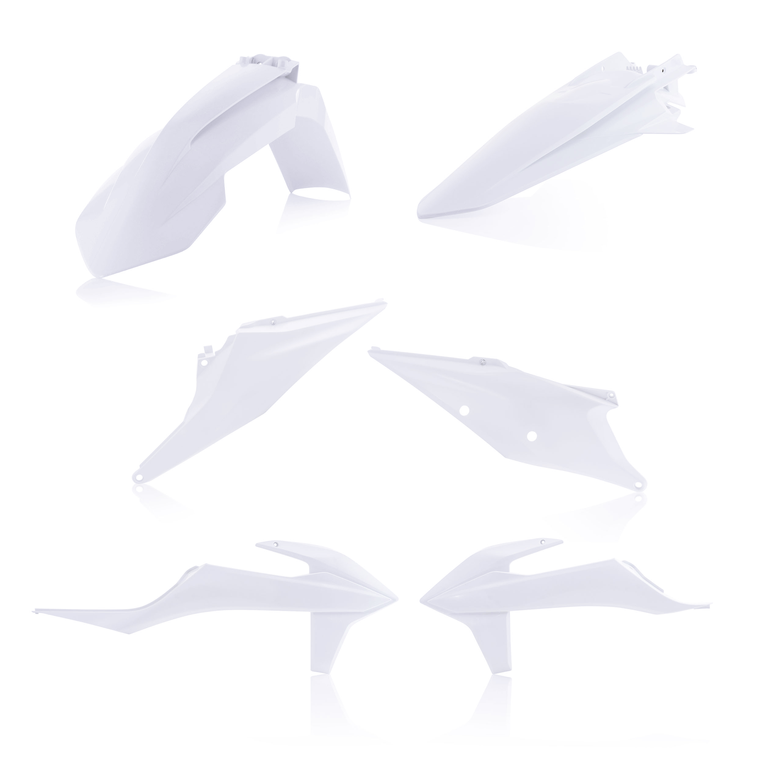 Plastikteile für deine KTM SX / SX-F 125-450 in weiß2 bestehend aus Kotflügel vorn Kotflügel hinten Kühlerspoiler Seitenteile