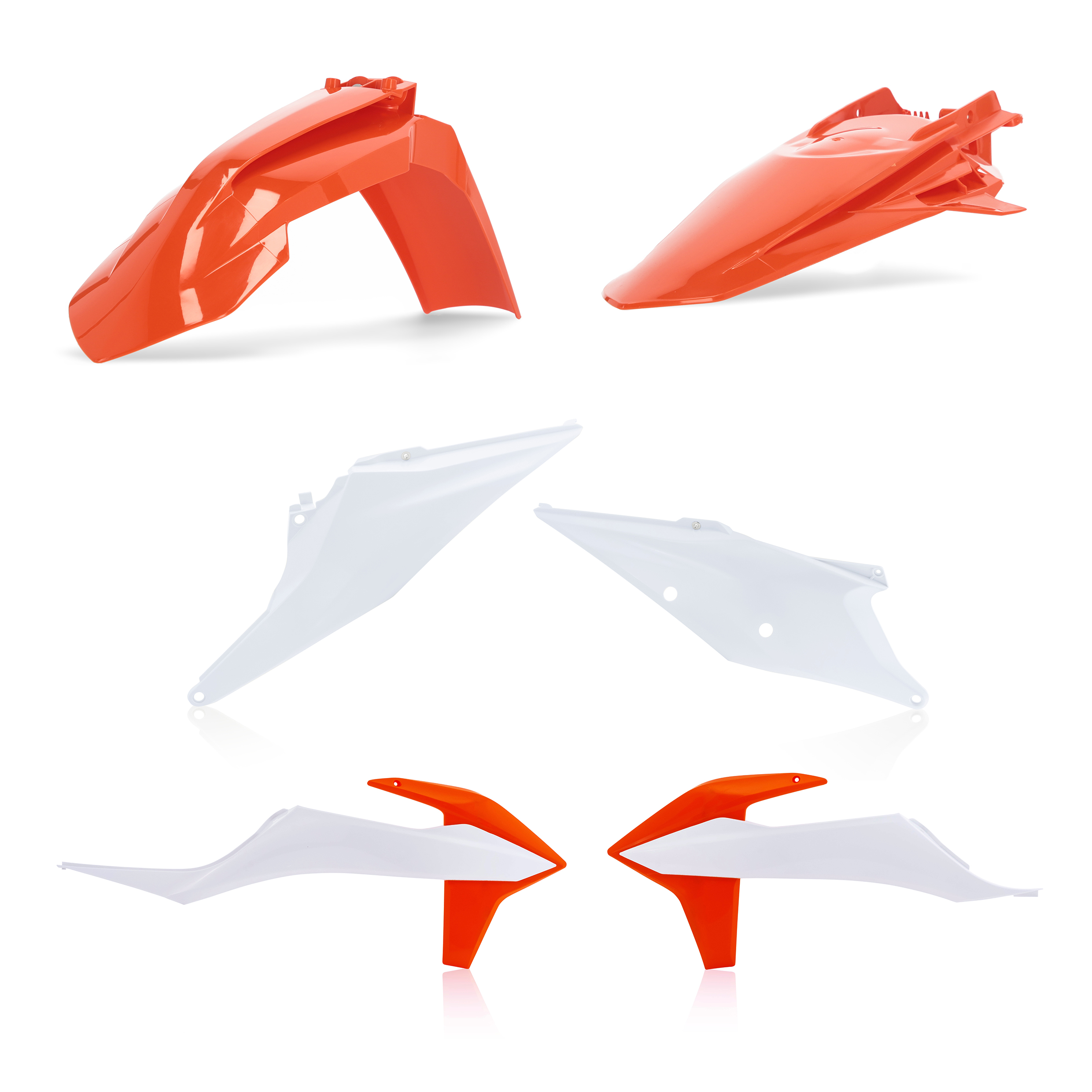 Plastikteile für deine KTM SX / SX-F 125-450 in original Farbe bestehend aus Kotflügel vorn Kotflügel hinten Kühlerspoiler Seitenteile