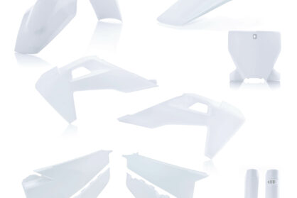 Plastikteile für deine Husqvarna FC / TC 125-450 in weiß bestehend aus Kotflügel vorn Kotflügel hinten Kühlerspoiler Seitenteile Gabelschützer Startnummerntafel