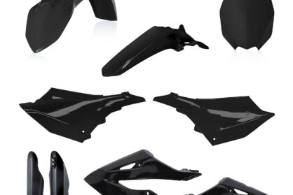 Plastikteile für deine Yamaha YZ 125/250 in schwarz bestehend aus Kotflügel vorn Kotflügel hinten Kühlerspoiler Seitenteile Gabelschützer Startnummerntafel