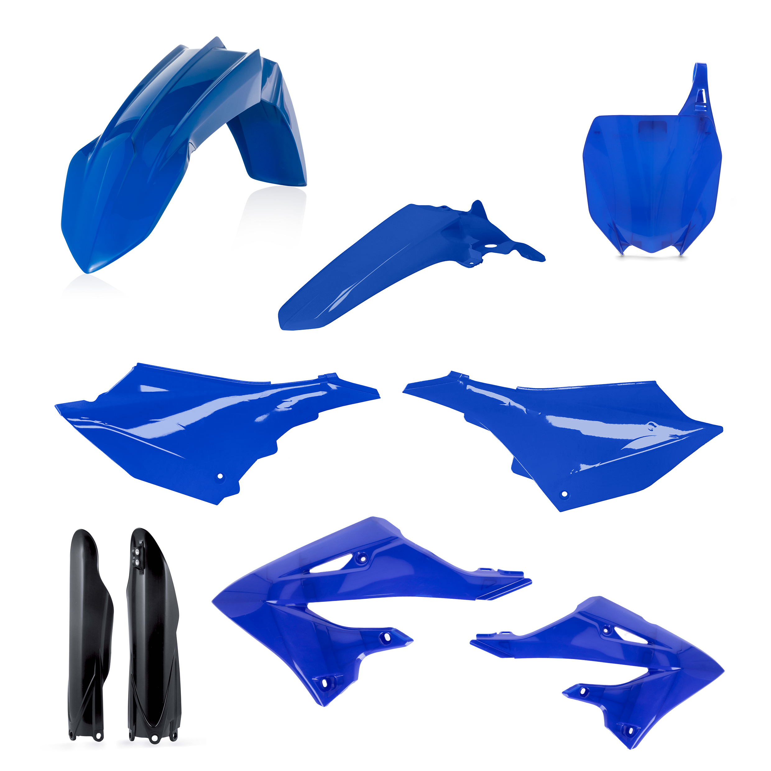 Plastikteile für deine Yamaha YZ 125/250 in original Farbe bestehend aus Kotflügel vorn Kotflügel hinten Kühlerspoiler Seitenteile Gabelschützer Startnummerntafel