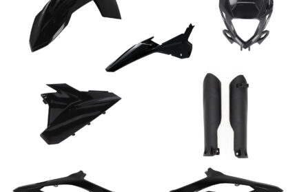 Plastikteile für deine Beta RR 125-480 in schwarz bestehend aus Kotflügel vorn Kotflügel hinten Kühlerspoiler Gabelschützer Air Box Cover Lampenmaske