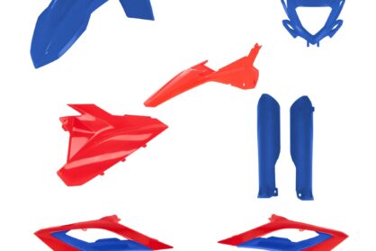 Plastikteile für deine Beta RR 125-480 in rot-blau bestehend aus Kotflügel vorn Kotflügel hinten Kühlerspoiler Gabelschützer Air Box Cover Lampenmaske