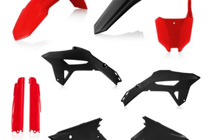 Plastikteile für deine Honda CRF / CR 250-450 in bordeaux-schwarz bestehend aus Kotflügel vorn Kotflügel hinten Kühlerspoiler Seitenteile Gabelschützer Startnummerntafel